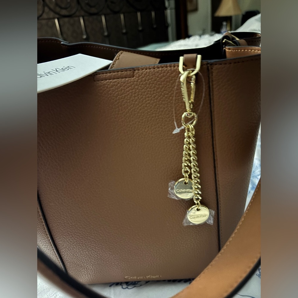 Calvin Klein Tan Handbag with Gold Details